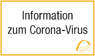 Information zum Corona-Virus Schild mit dem Titel "Information zum Corona-Virus" und dem gfi-Logo